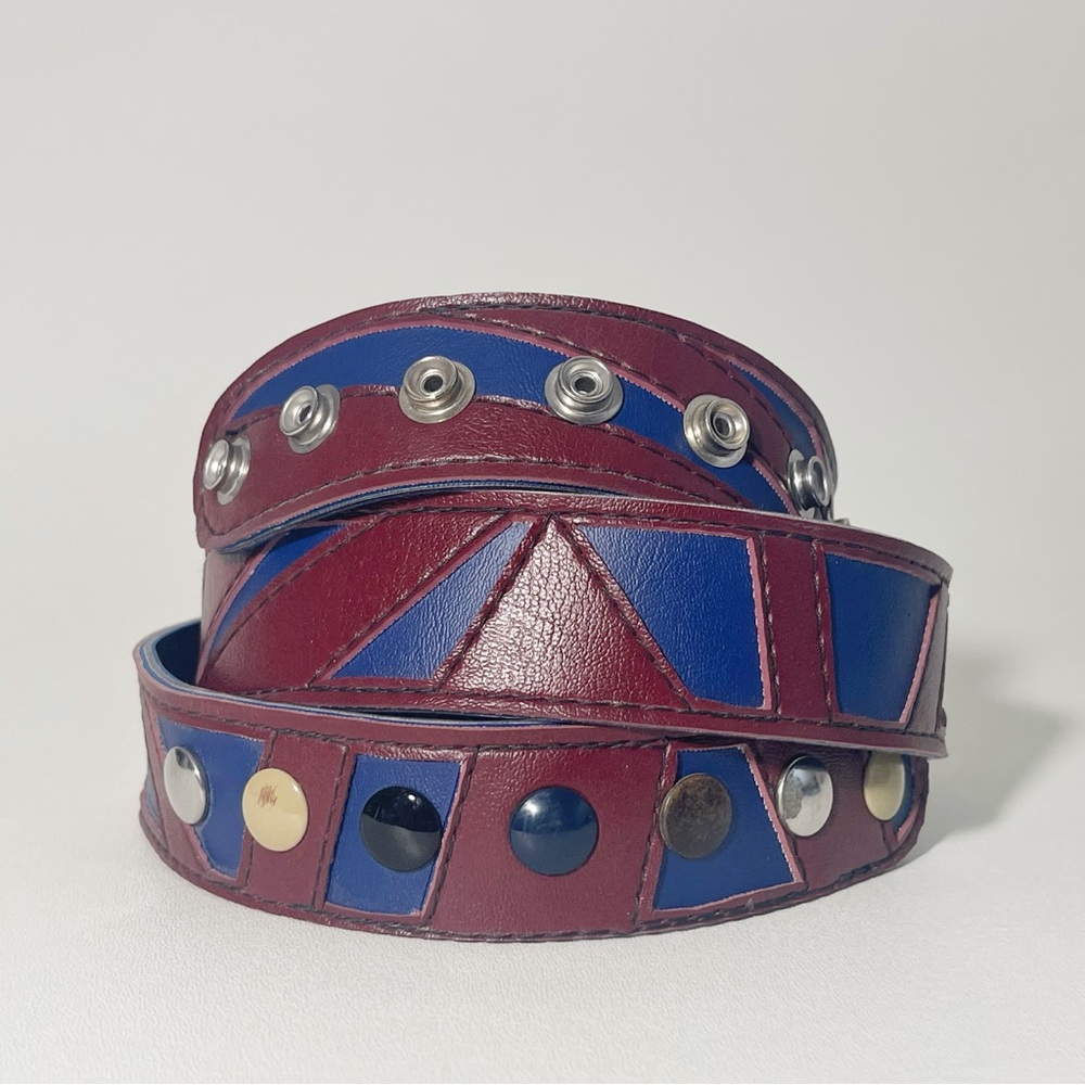 Heavy Duty Adjustable Vinyl Belt with Snaps and Decorative Stitching